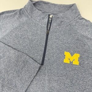 Michigan Wolverines Shirt Mens Large‎ Blue NCAA Football Quarter Zip Pullover
